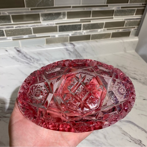 Vintage Pink Glass Decorative Dish candy‎ dish catch all - Picture 5 of 10